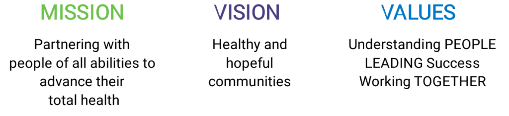 Mission, Vision and Values graphic