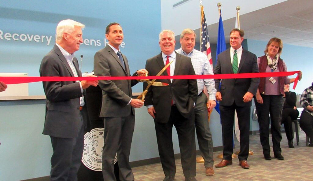 Ribbon cutting ceremony held at Crisis Resource Center in Waukesha, featuring CFI's Leif Elsmo.