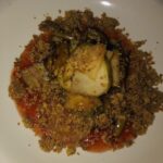 close up of a dinner plate with food