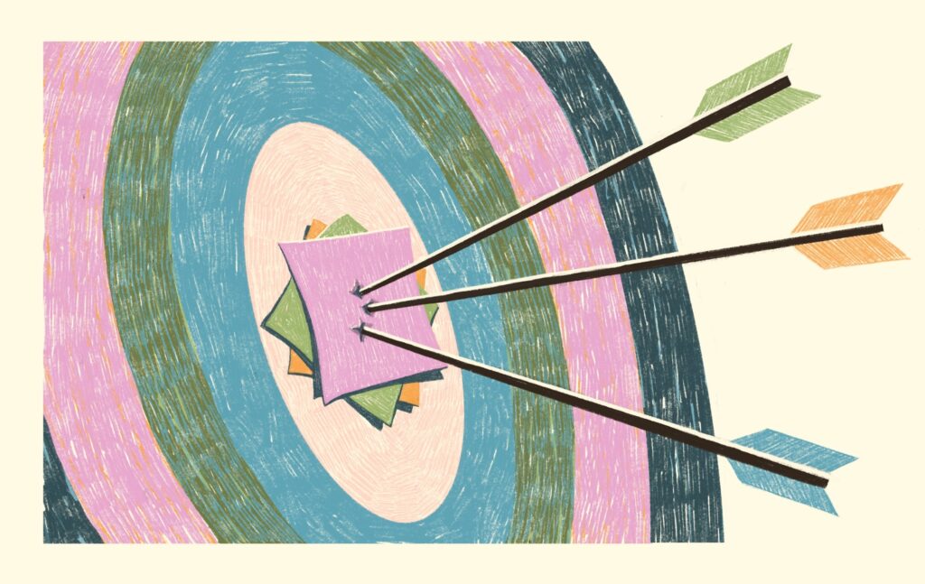 Target with 3 arrows in the bullseye